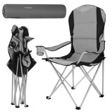Scaun de pescuit pliabil Trizand negru-gri, 120 kg, cu husa