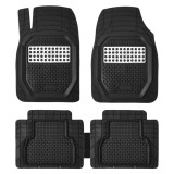 Set Covorase Auto Universale Tip Tavita WICKER+, PVC, ajustabile, negru cu ornament cromat, 5 bucati, Ro Group