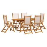 Cumpara ieftin Set mobilier de gradina, 7 piese, lemn masiv acacia/textilena