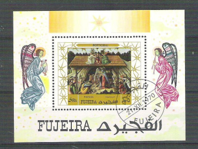 Fujeira 1970 Painting, Botticelli, perf. sheet, used AB.046 foto