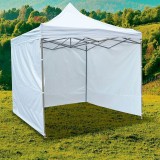 Cort de gradina quick tent 3 pereti laterali 3x3x3 m inaltime reglabila montare usoara cadru otel alb, ProCart