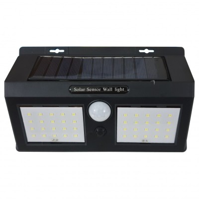 Aplica cu 40 LED-uri integrate cu panou solar , senzor de lumina , senzor de miscare , negru foto