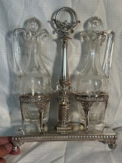 OLIVIERA ARGINT 800 - Cruet Set + Crystal - Sec. XIX - Empire Style