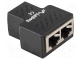 Splitter LANBERG RJ45 ecranat negru, 2 socluri x 1 mufă