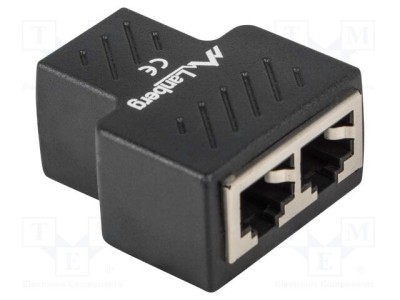 Splitter LANBERG RJ45 ecranat negru, 2 socluri x 1 mufă foto