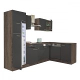 Dulap de Bucatarie de Colt Leziter Yorki 280 cm, Culoare Stejar York / Antracit, Modular