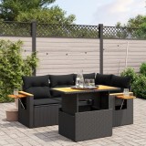 Cumpara ieftin Gossi set mobilier de gradina cu perne, 5 piese, negru, poliratan