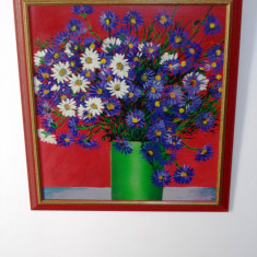 Nicolae Dragusin (1936-1999) "Flori",ulei, 62x55 cm, tablou autentic de exceptie
