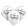Set Baloane Petrecere, Model Happy Birthday, Latex, Culoare Alb-Negru, 23 cm, 20 Bucăți, Oem