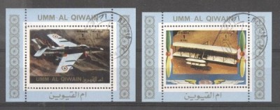 Umm al Qiwain 1973 Aviation, 2 perf. mini sheet, used T.199 foto