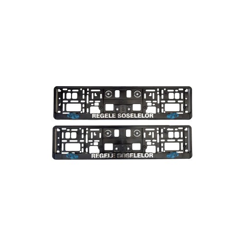Set 2 Suporti numar inmatriculare 3D &quot;REGELE SOSELELOR&quot; Automotive TrustedCars