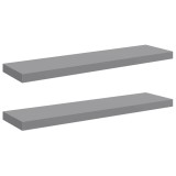 Cumpara ieftin Rafturi de perete suspendate, 2 buc., gri, 90x23,5x3,8 cm, MDF