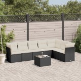 Cumpara ieftin Gossi set mobilier de gradina cu perne, 8 piese, negru, poliratan