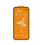Folie din sticla securizată, cu margini negre, Premium 9H/6D (Tempered Glass), compatibila cu iPhone 13-6.1/14, Eveline Cosmetics