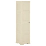 Dulap din plastic, 40x43x164 cm, alb angora, design de lemn
