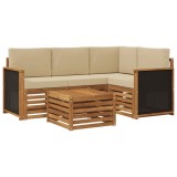 vidaXL Set de canapele de exterior 5 pcs Natural și Bej 3384314