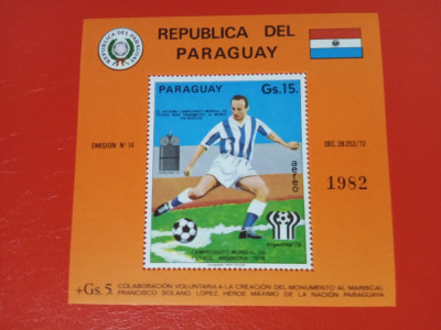 PARAGUAY, FOTBAL - COLIȚĂ MNH foto