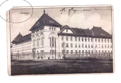 CP Timisoara - Scoala Superioara Comerciala, circulata 1939, colt rupt foto