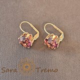 Cercei clasici cu cristal zirconia mare mov