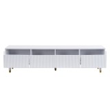Comodă TV cu 4 sertare, din MDF și acril, 178x35x45 cm, Alb