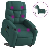Cumpara ieftin Fotoliu electric masaj rabatabil / ridicare verde inchis textil