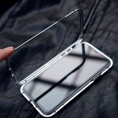 Husa protectie pentru Apple iPhone 8+ Argintiu Fullbody fata-spate Bumper metalic cu spate de sticla securizata premium foto