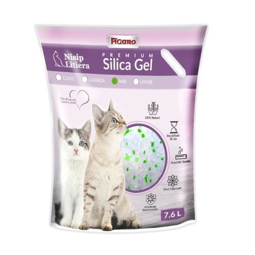 Asternut igienic pentru pisici Silica Gel Figaro 7,6L cu mar