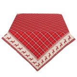 Fata de masa din bumbac crem rosu model Reni 150x150 cm