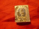 Timbru Ceylon colonie britanica 1921 Rege George V ,val.20C albastru stampilat