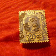 Timbru Ceylon colonie britanica 1921 Rege George V ,val.20C albastru stampilat