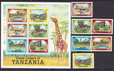 Tanzania 1978 fauna safari locatii MI 107-112 + bl.14 MNH ww80 foto