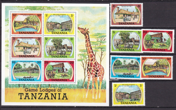 Tanzania 1978 fauna safari locatii MI 107-112 + bl.14 MNH ww80