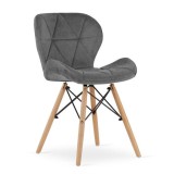 Cumpara ieftin Scaun stil scandinav, Artool, Lago Velvet, catifea, lemn, gri, 48x52.5x74 cm