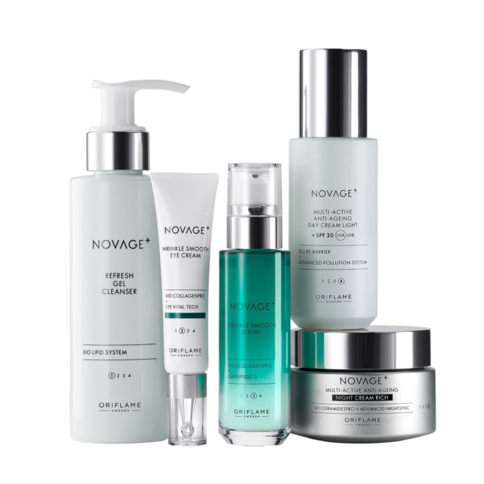 Rutină completă cu textură mixtă NovAge+ Wrinkle Smooth (Oriflame)