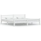 Cumpara ieftin Cadru de pat, alb, 200x200 cm, lemn masiv de pin