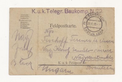 D1 Carte Postala Militara k.u.k. Imperiul Austro-Ungar , 1918 Reg. Torontal foto