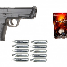 Pistol airsoft CO2 replica Smith & Wesson MP40, cu 4000,10 rezervoareCO2