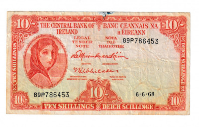 Irlanda 10 Shillings 1968 63 foto