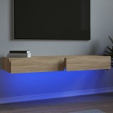 VidaXL Comode TV cu lumini LED, 2 buc., stejar sonoma, 60x35x15,5 cm