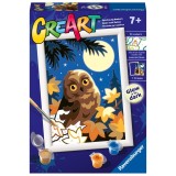 Ravensburger - CreArt pictura pe numere pentru copii bufnita care straluceste