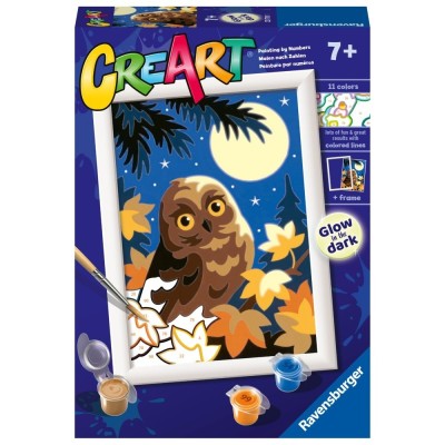 Ravensburger - CreArt pictura pe numere pentru copii bufnita care straluceste foto