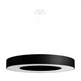 Lampadario Saturno Nero In Tessuto/Pvc/Acciaio Con 6 Lampadine Rotonde Minimaliste Da Interno