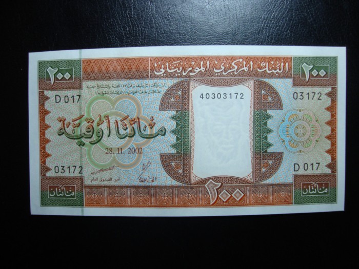 MAURITANIA 200 OUGUIYA 2002 UNC