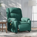 vidaXL Fotoliu electric de masaj rabatabil, verde &icirc;nchis, textil