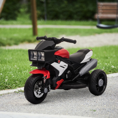 HOMCOM Motocicleta Electrica pentru Copii 3-5 Ani (max. 25kg) cu 3 Roti, Lumini si Sunete, Bateria 6V, Rosu, 86x42x52cm foto