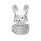 Marsupiu Bebe Ergonomic 6 in 1 cu Scaunel, Gri, Multifunctional, All Seasons, Pozitii Multiple, Confortabil, Sigur, 60-115 cm