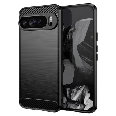 Husa pentru Google Pixel 9 Pro XL - Techsuit Carbon Silicone - Black foto