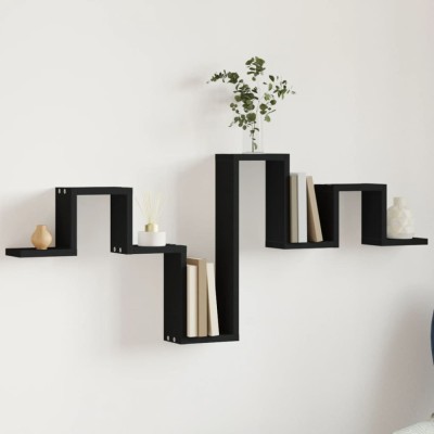 Gossi raft de perete, negru, 104,5x10x43 cm, lemn prelucrat foto