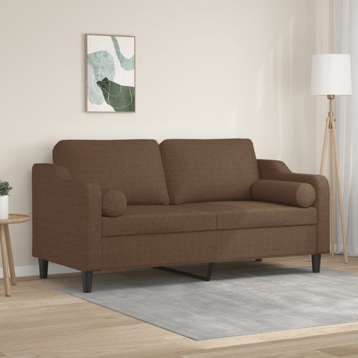 Canapea cu 2 locuri cu pernute, maro, 140 cm, textil GartenMobel Dekor