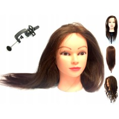 Cap de manechin de coafură feminină de antrenament 55cm păr natural cu m&acirc;ner